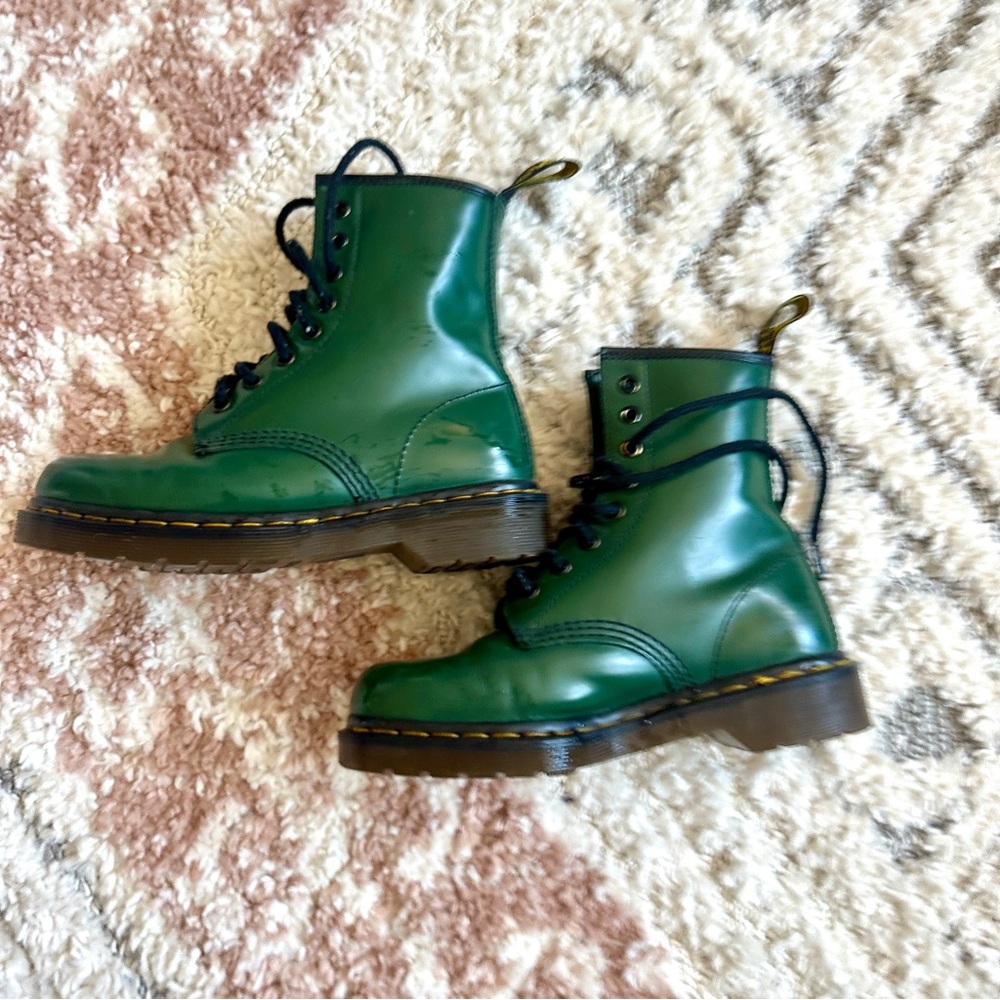 Dr. Martens Green Leather Ankle Boots - Picture 4 of 11
